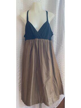 Gap Black And Brown Colorblock Cotton Silk Maxi Dress